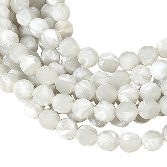 Ivory Gray Magnetic Collar Multi Chain Strand Faceted Beaded Necklace Layered - Picture 2 of 2